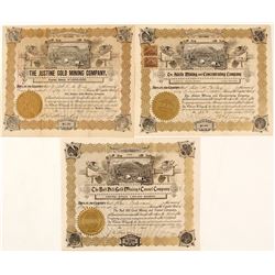 Three 1890s Colorado Mining Stocks with the Same Vignette