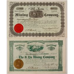 Rare and Desirable M. Lu and S. Lu Mining Stock Certificate Combo