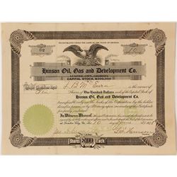Hinson Oil, Gas and Development Company Stock Certificate