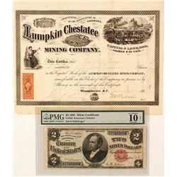 Windom Silver Currency and Stock Certificate