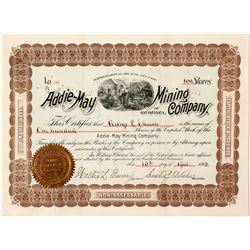 Addie May Mining Company Stock Certificate 1