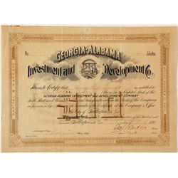 Georgia-Alabama Investment and Development Company Stock Certificate