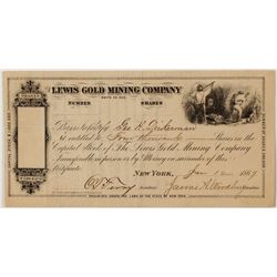 Lewis Gold Mining Company Stock Certificate