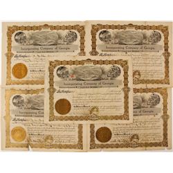 Five Incorporating Company of Georgia Stock Certificates