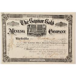 Rare Gaynor Gold Mining Company Stock Certificate