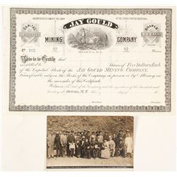 Jay Gould Mining Company Stock Certificate & Real Photo Postcard