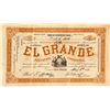 Image 1 : El Grande Mining Co. Stock Certificate, 1882, Santa Fe Mining District