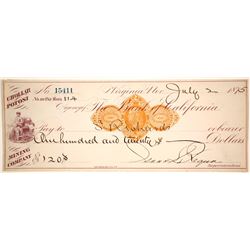 Chollar Potosi Mining Co. Revenue Check, Virginia City, Nevada, 1875