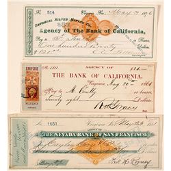 Three Scarce Virginia City Mining Revenue Checks