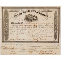 Telos Gold Hill Company Stock Certificate
