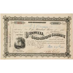 Crowell Gold Mining Company Stock Certificate