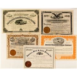 Five Dakota Mining Stock Certificates