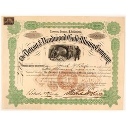 Detroit & Deadwood Gold Mining Co. Stock Certificate, 1898