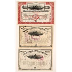 Homestake Mining Co Stocks with 2 JB Haggin Signatures