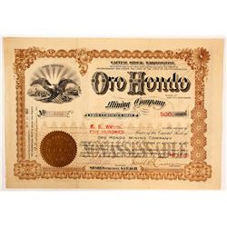 Oro Hondo Mining Co. Stock Certificate, Lead City, SD, 1903