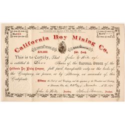 California Boy Mining Company Stock Certificate, Ophir District, Utah, 1875