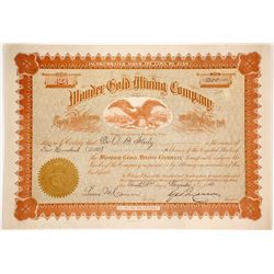 Wonder Gold Mining Stock with George Q Cannon Signature