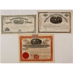 Three Virginia Mining Stock Certificates