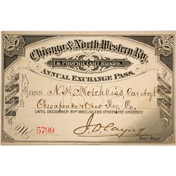 Chicago & North Western Railway Pass, 1882