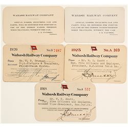 Five Wabash Railway Company Passes