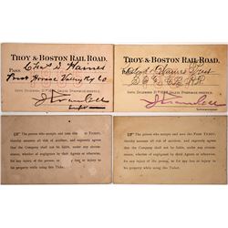 Two 1880s Troy & Boston Railroad Passes