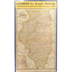 Map of Illinois Railroad by Counties, 1883