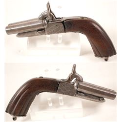 Double barrel pin-fire derringer .44 caliber