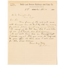 Bodie and Benton Railway Letter
