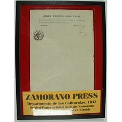 Zamorano Press 1843 Letterhead