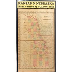 Map of Kansas & Nebraska, 1857, Colton