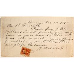 Aurora, Nevada 1865 Receipt