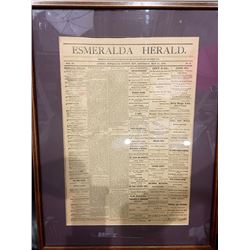 Framed Esmeralda Herald Newspaper