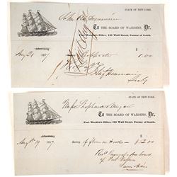 1857 New York Port Warden's Receipts