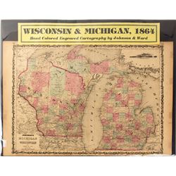 Map of Wisconsin & Michigan, 1864