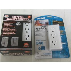 Lot of 2 New 6 way wall mount surge protectors