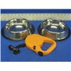 Image 1 : Stainless steel non skid pet Bowls & retractable leash for Med dogs