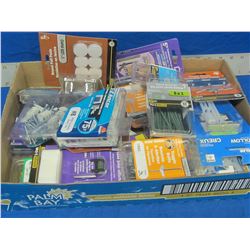 Large flat of Hardware / screws/felt pads/ez-anchors/nails ect.