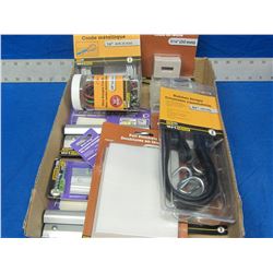 Large flat of New Hardware / 1/8 wire cable/bungees/felt corners and more