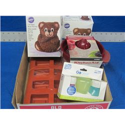 Flat of New kitchen baking items / moulds / juicer / condiment containers