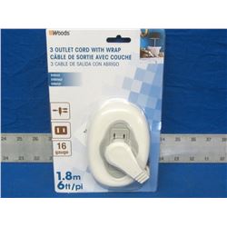 New 3 outlet cord with wrap 6ft
