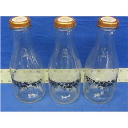 3 Dairy collectible glass milk bottles from Dutchman Dairy Sicamous BC.