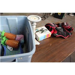 TOTE OF BASEBALL BASES AND HOCKEY PADS