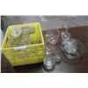 Image 1 : YELLOW CRATE OF GLASSES BOWLS AND PITCHERS