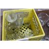 Image 2 : YELLOW CRATE OF GLASSES BOWLS AND PITCHERS
