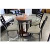 Image 1 : MODERN ROUND GLASSTOP DINING TABLE AND FOUR CHAIRS