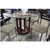 Image 3 : MODERN ROUND GLASSTOP DINING TABLE AND FOUR CHAIRS