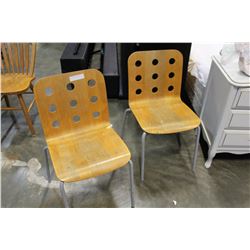 TWO WOOD AND METAL CHAIRS