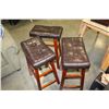 Image 2 : THREE LEATHER SEAT STOOLS