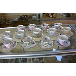 LOT OF 12 ENGLISH BONE CHINA CUPS AND SAUCERS