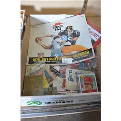 TWO TRAYS OF BASEBALL AND HOCKEY MEMORIBILIA